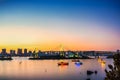 Rainbow Bridge Odiba under sunset, Tokyo