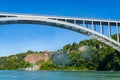 Rainbow Bridge over the Niagara River. Arch bridge connecting the United States of America and Canada. High quality Royalty Free Stock Photo