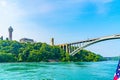 Rainbow Bridge over the Niagara River. Arch bridge connecting the United States of America and Canada. High quality Royalty Free Stock Photo