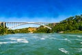 Rainbow Bridge over the Niagara River. Arch bridge connecting the United States of America and Canada. High quality Royalty Free Stock Photo