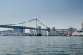 Rainbow Bridge is a bridge on Tokyo Bay between Shibaura Pier and the Odaiba waterfront. Tokyo Royalty Free Stock Photo