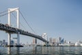 Rainbow Bridge is a bridge on Tokyo Bay between Shibaura Pier and the Odaiba waterfront. Tokyo Royalty Free Stock Photo