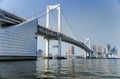 Rainbow Bridge is a bridge on Tokyo Bay between Shibaura Pier and the Odaiba waterfront. Tokyo, Japan