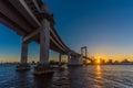 Rainbow bridge Tokyo romantic sunset panorama