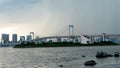 Rainbow Bridge view from Odaiba Park, Tokyo, Japan sunset Royalty Free Stock Photo