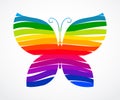 Rainbow butterfly consisted of ribbons