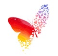 Rainbow butterfly made of hearts. hand drawing. Not AI, Happy Valentine's Day. Vector illustration Royalty Free Stock Photo