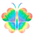 Rainbow butterfly. Watercolor illustration. Isolated image on a white background. For your design. Royalty Free Stock Photo