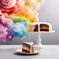 Rainbow cake, colorful multicolored bright dessert, fun for parties and kids