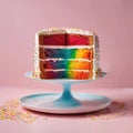 Rainbow cake, colorful multicolored bright dessert, fun for parties and kids