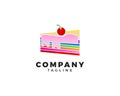 Rainbow cake illustration vector template logo for bakery cake restaurant Royalty Free Stock Photo
