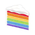 Rainbow cake slice on white background. Royalty Free Stock Photo
