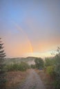 Rainbow during sunset in the Tuscan countryside