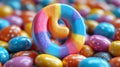 Rainbow candy swirl amidst colorful sweets playful background Royalty Free Stock Photo