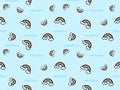 Rainbow cartoon character seamless pattern on blue background.Pixel style Royalty Free Stock Photo