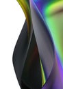 Rainbow in chrome Thin, sharp and wide metal plate Abstract, dramatic, modern, luxurious and exclusive 3D rendering graphic design