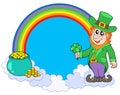 Rainbow circle with leprechaun