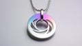 Rainbow Circle Pendant Necklace With Futuristic Design