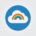 Rainbow and cloud icon.