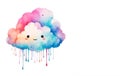 Rainbow Cloud Isolated on White. Happy Smiley Cloud. Cute Little Illustration. Generative AI. Royalty Free Stock Photo