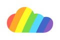 Rainbow cloud with stripes. Cloud silhouette. Cloudiness. Unusual Weather. Positive. Childhood. Logo or icon. Isolated