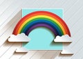 Rainbow With Clouds Background Royalty Free Stock Photo
