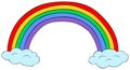 Rainbow with clouds clipart. Vector illustration