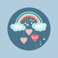 Rainbow Clouds and Hearts. ÃÂ¡ute and romantic pictogram in circle. Story highlights circle icons. Trendy cute elements Love and