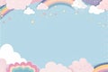 rainbow clouds and stars in the sky with a blue background Royalty Free Stock Photo