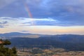 Rainbow on cloudy sky in sakar passage in mugla Royalty Free Stock Photo