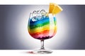 Rainbow cocktail drink. LGBT pride day concept.