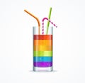 Rainbow Cocktail Glass. Vector Royalty Free Stock Photo