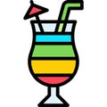 Rainbow Cocktail icon, Alcoholic mixed drink vector