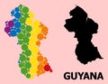 Rainbow Collage Map of Guyana for LGBT