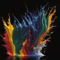 Rainbow color abstract look like water splash isolated black background