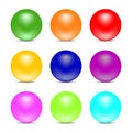 Rainbow color balls isolated on white background. Glossy spheres. Set for design elements. Vector illustration. Royalty Free Stock Photo