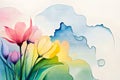 rainbow color bunch of roses flowers on the isolated background, ai art