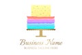 Rainbow Color Cake Logo for Bakery Business or Birthday Celebration Party with Multicolor Decoartion Royalty Free Stock Photo