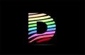 rainbow d alphabet letter stripes logo icon design