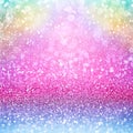 Rainbow color glitter girly birthday party watercolor unicorn pony background little girl invite Royalty Free Stock Photo