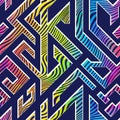 Rainbow color maze seamless pattern