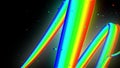 Rainbow color neon lines fly in the air, smoothly oscillation and wave. 3d abstract looped creative background like glow