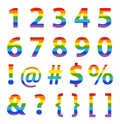 Rainbow color, numbers and symbols, vector illustration