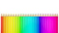 Rainbow color pencil in a row isolated on white background - 3D Illustration