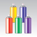 Rainbow color spray cans. Vector illustration decorative background design Royalty Free Stock Photo