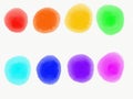 Rainbow color watercolor stains, red blue green yellow purple pink orange. Watercolor paint strokes design element on white. All Royalty Free Stock Photo