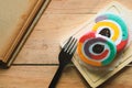 Rainbow color of yam roll, bakery with a book