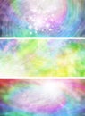 3 rainbow colored abstract sparkling banners Royalty Free Stock Photo