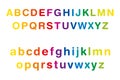 Rainbow colored alphabet, upper and lower case, in a row