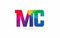 rainbow colored alphabet combination letter mc m c logo design